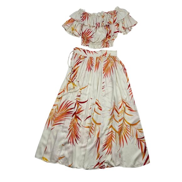 New York & Co Eva Mendes Wilma Maxi Skirt Set S Natural Off The Shoulder Top - Picture 14 of 14